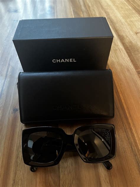 chanel 5435 c622/s6 rectangle sunglasses black 53mm